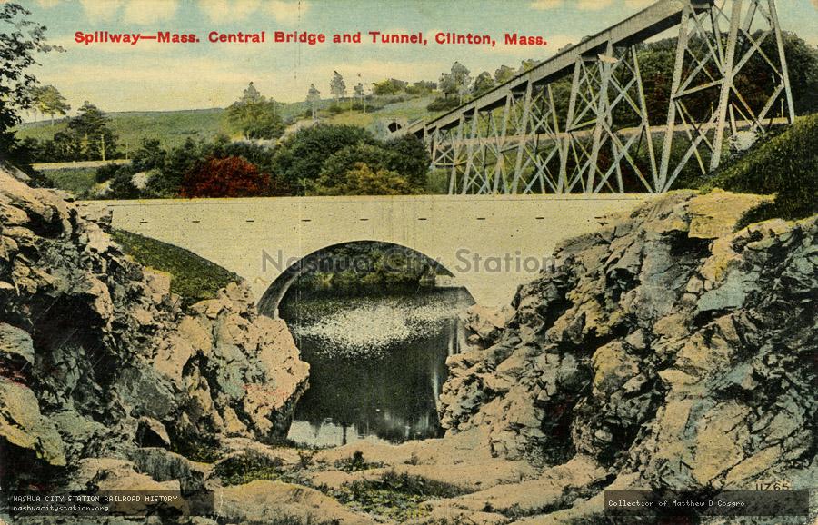 Postcard: Spillway - Massachusetts Central Bridge and Tunnel, Clinton, Massachusetts